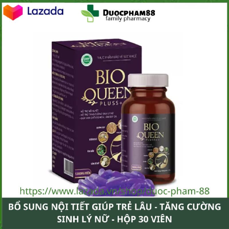 Bio Queen Pluss++ tăng cường sinh lý nữ trr hóa làn da ổn định nội tiết tăng cường sinh lý cho nữ hộp 30 viên HSD 2023