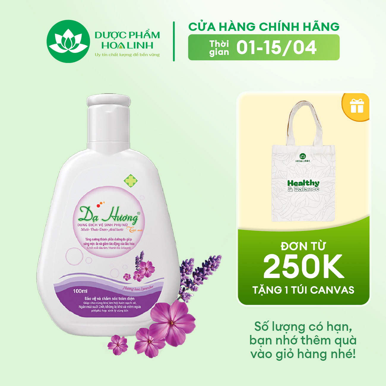 Dung dịch vệ sinh phụ nữ Dạ Hương Lavender 100ml