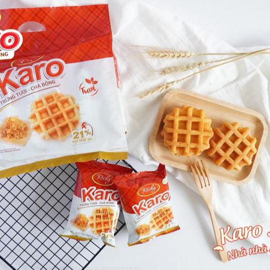 BÁNH TRỨNG CHÀ BÔNG THỊT GÀ TƯƠI KARO (TÚI 6 CÁI)