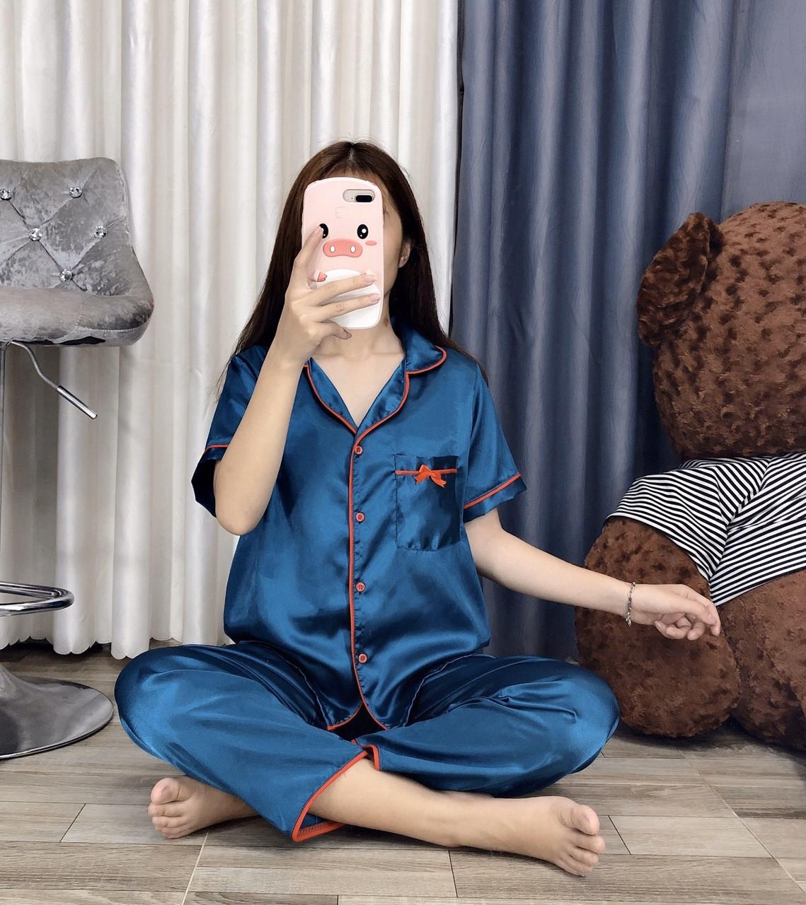 Đồ bộ pijama tay lỡ mặc nhà phi lụa lọa 1 hình thật