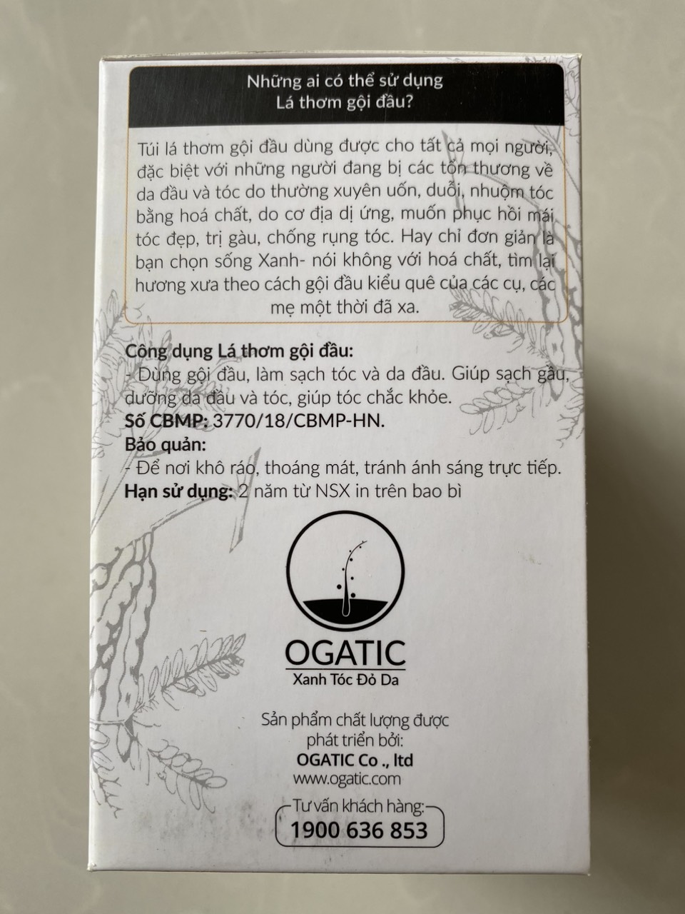 1 GÓI LÁ THƠM GỘI ĐẦU OGATIC.