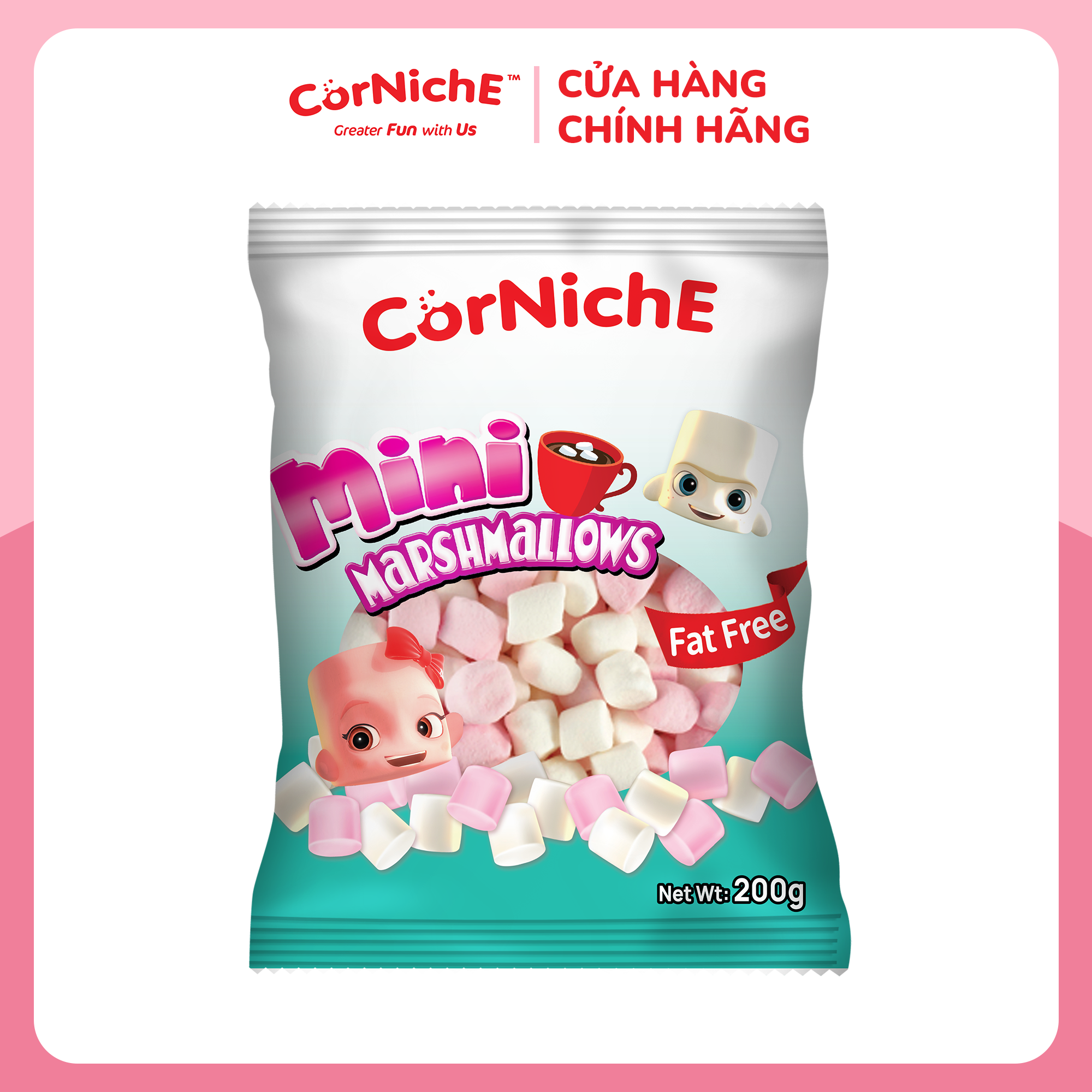 Kẹo marshmallow trắng hồng 200g