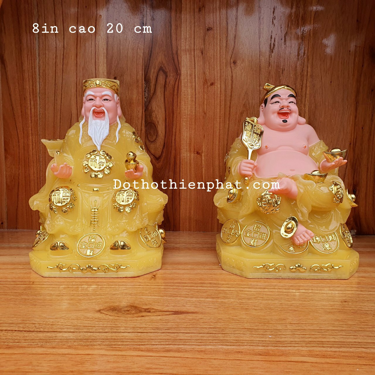 Cặp thần tài ông địa đá 8in cao 20 cm