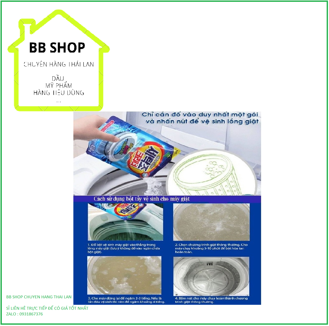 (HCM) Bột tẩy lồng máy giặt Hàn Quốc 450gr