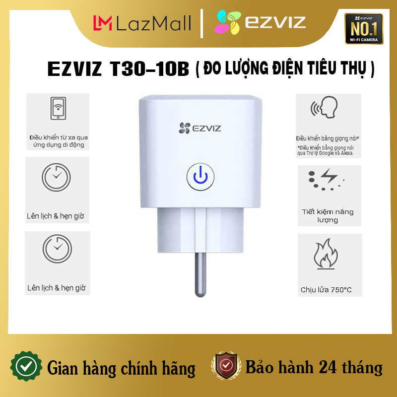 [100% CHÍNH HÃNG] Ổ cắm điện thông minh EZVIZ T30-10B-EU Đọ điện thiêu thụ, T30-10A-EU Cơ bản,  Kết nối qua Wifi, điều khiển qua APP, dễ cài đặt sử dùng - Chính hãng, Bảo Hành 24 tháng