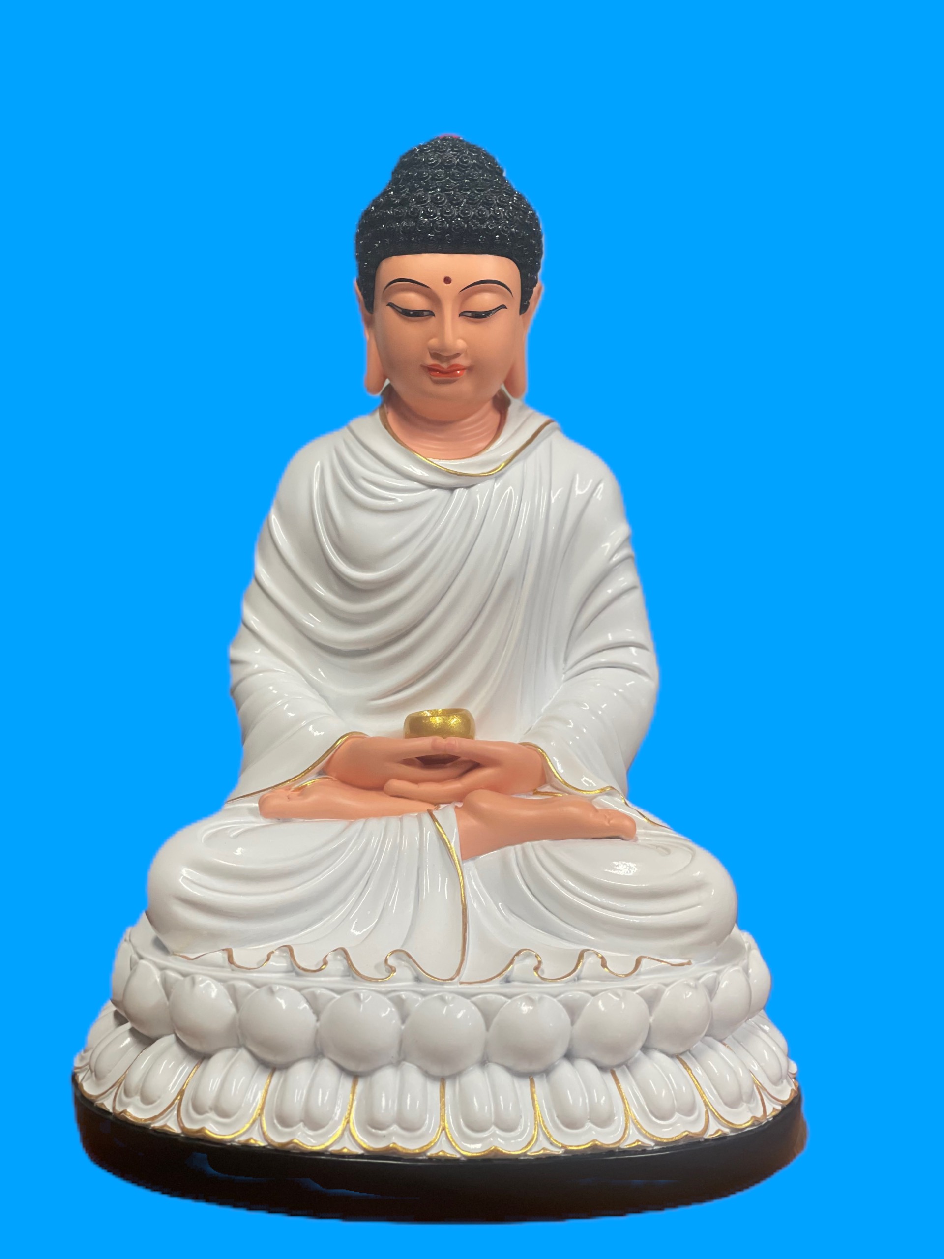 Tượng Phật Bổn Sư Thích Ca Mâu Ni màu TRẮNG Composite cao cấp - cao 30cm, rất đẹp, cực chạy