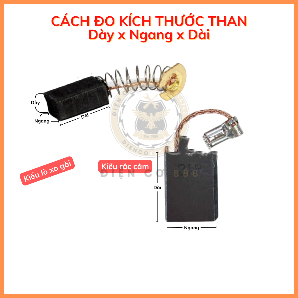 Chổi than E64 NB kích thước 6x10x18mm