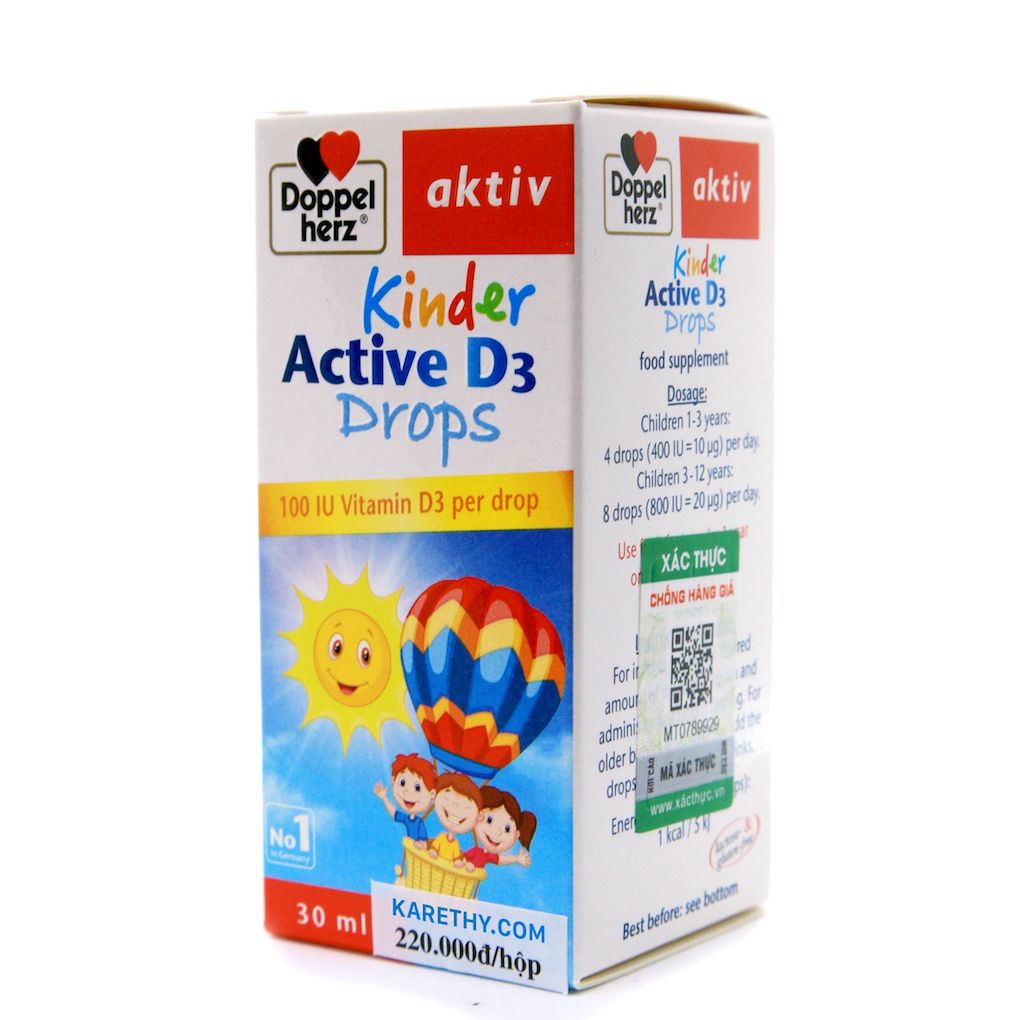 CHERRY PHARMACY Siro Kinder Active D3 Drops bổ sung Vitamin D3 chai 30ml