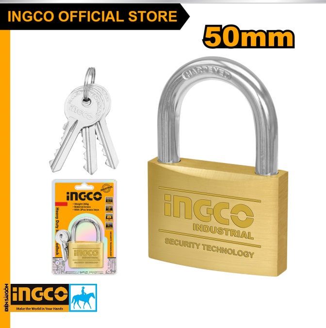 Ổ khóa cửa 50mm 270gr Brass Padlock INGCO DBPL0502