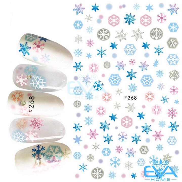 [HCM]Miếng Dán Móng Tay 3D Nail Sticker Tráng Trí Hoạ Tiết Bông Tuyết F268