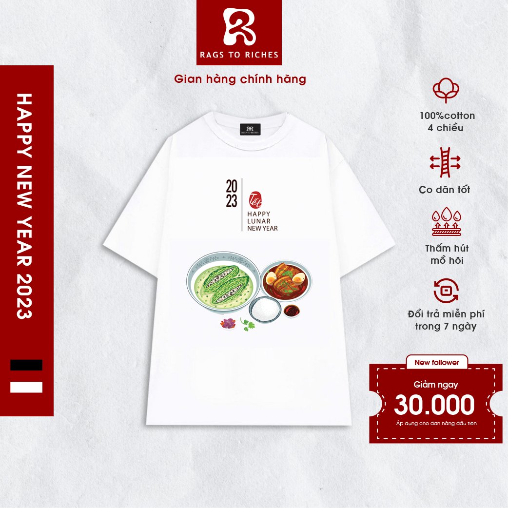 Áo Thun Tết 2023 RAGS TO RICHES of CAPARIES TETRIIR04