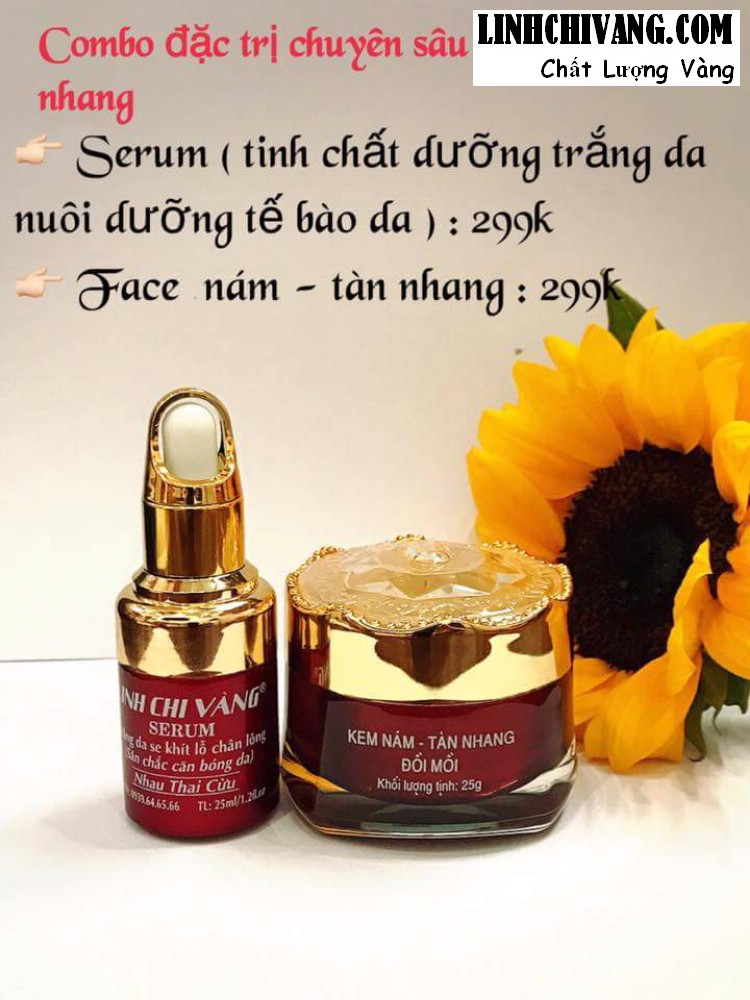 Combo Kem Linh Chi Vàng nám & Serum