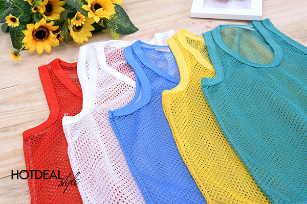 Set of 10 PCs 4-18kg colorful mesh tank tops for boys-children's fashion
