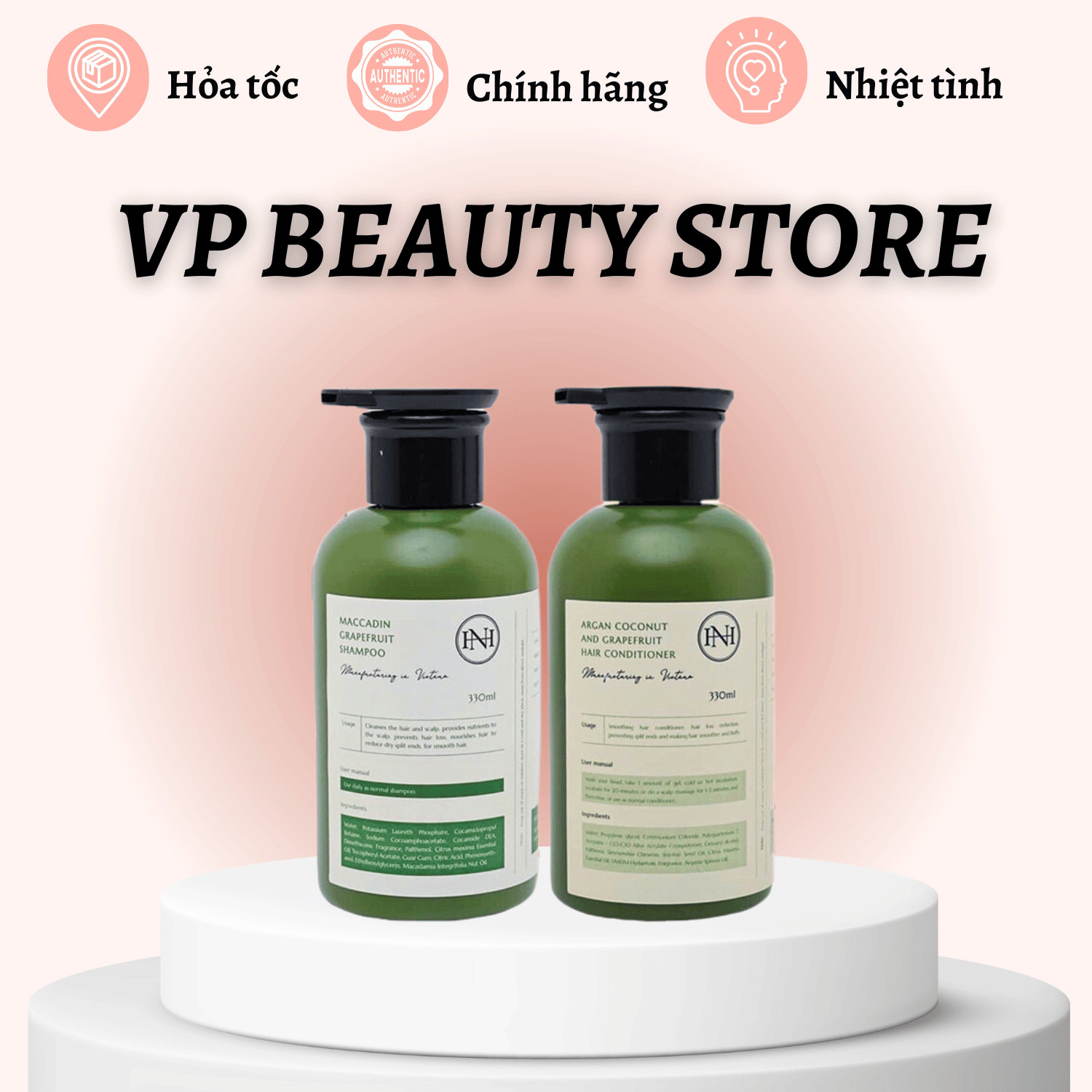 Bộ gội xả phục hồi tóc bưởi dừa nga hoàng - 330ml