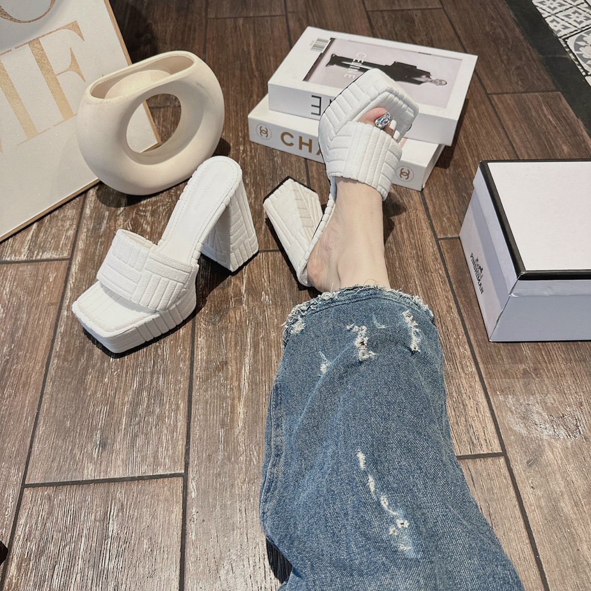 Sandan cao gót nữ guốc cao gót cao 10 phân hàng quảng châu cao cấp