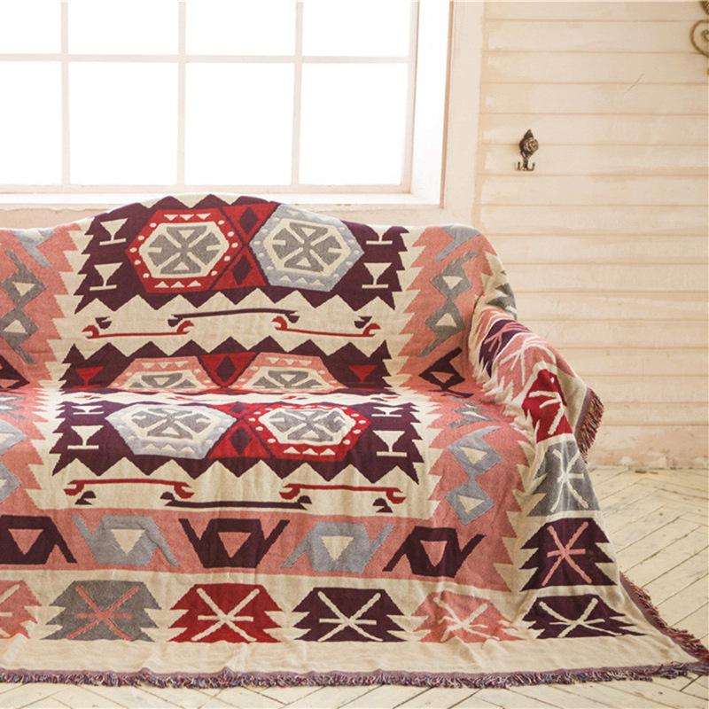 [HCM]Chăn phủ ghế sofa phong cách Âu Mỹ tông đỏ PA9457