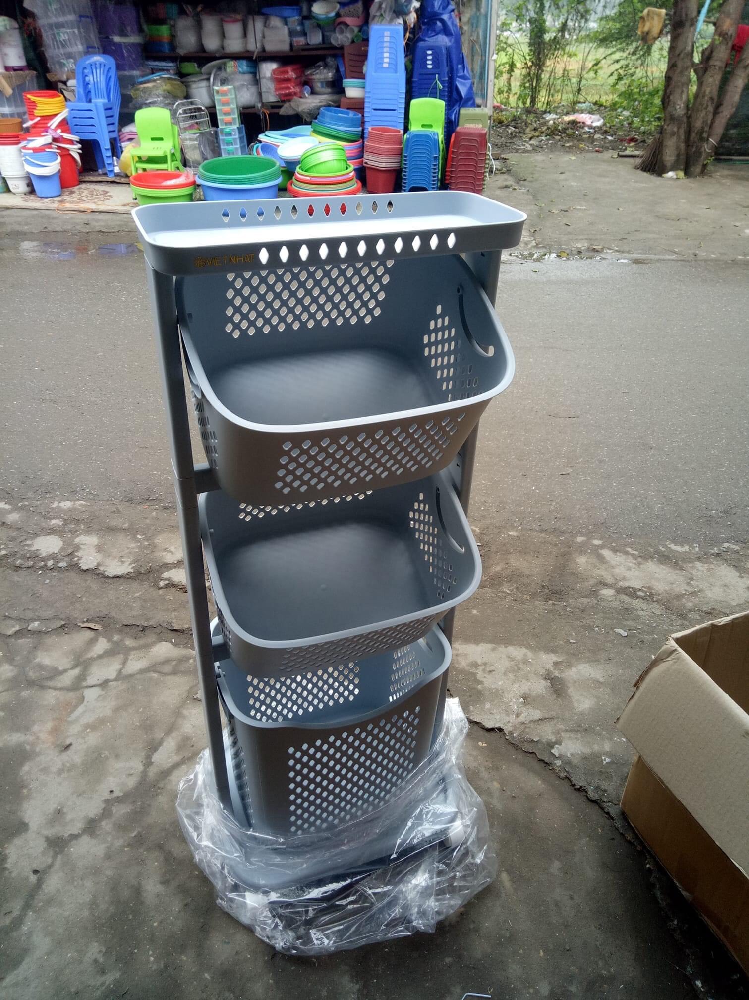 (FREESHIP TỪ 50K) [Chính hãng] kệ nhựa đựng đồ 3 tầng đa năng cao cấp có bánh xe hàng nhựa Việt Nhật siêu tiện lợi cho mọi không gia sống