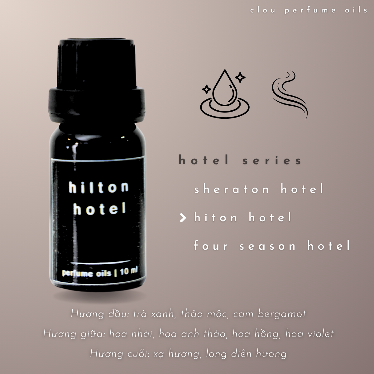 Tinh Dầu & Nước Hoa Thơm Phòng Khách Sạn HILTON, SHERATON, FOUR SEASONS Cao Cấp - CLOU perfume
