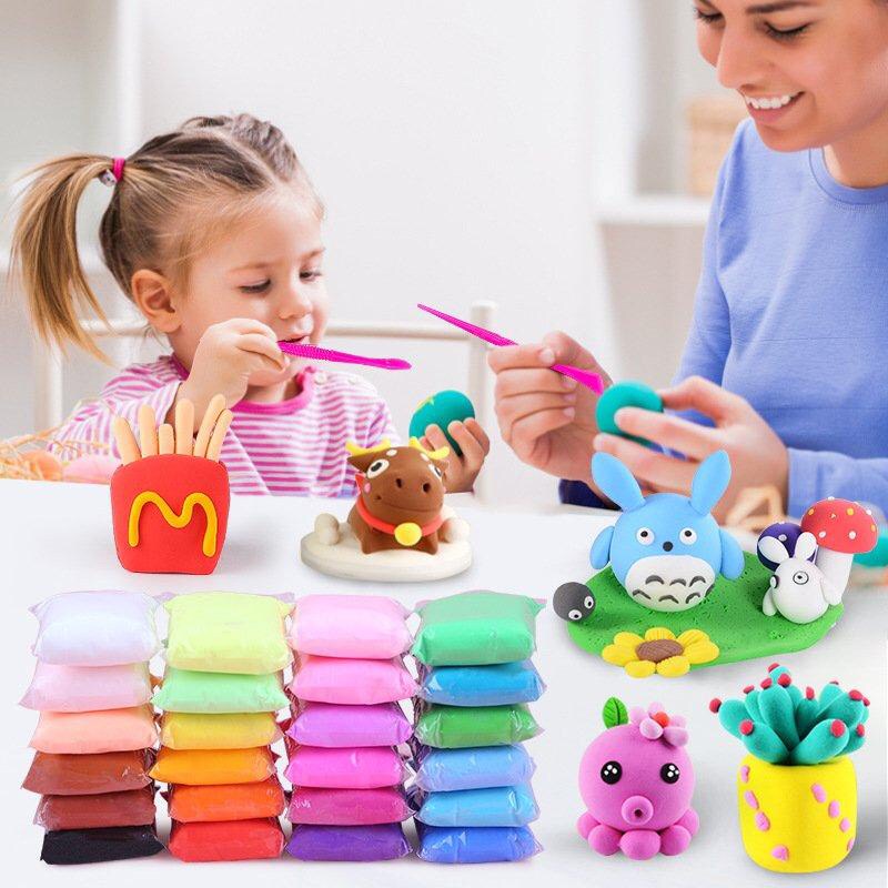 Đất sét tự khô kèm dụng cụ, đồ chơi sáng tạo cho bé.