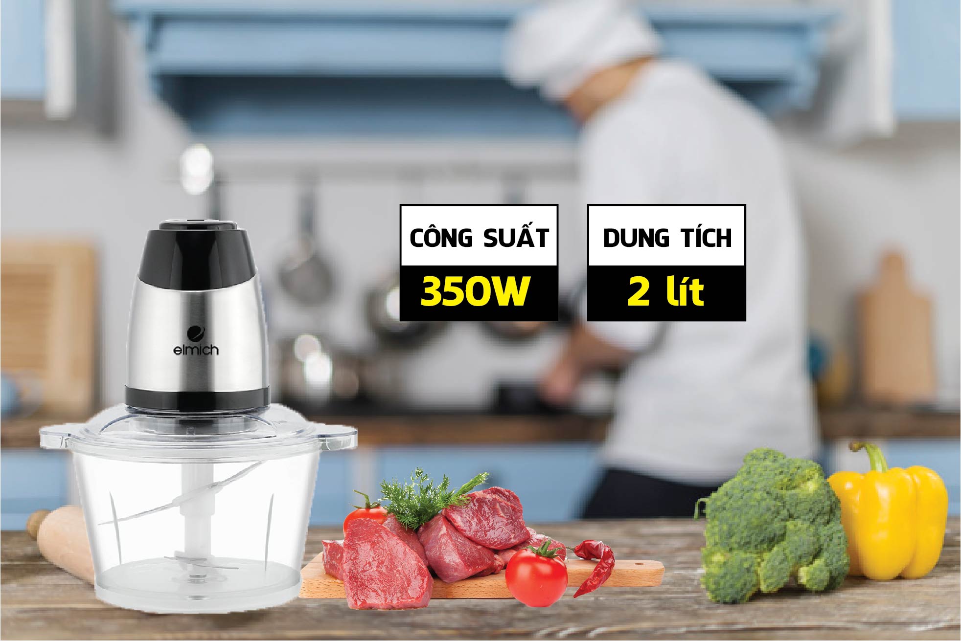 Cối xay thịt Elmich thủy tinh FCE - 3528