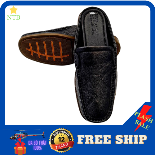 [HCM]GIÀY LƯỜI NAM DA BÒ NTB465 (ĐEN NÂU)
