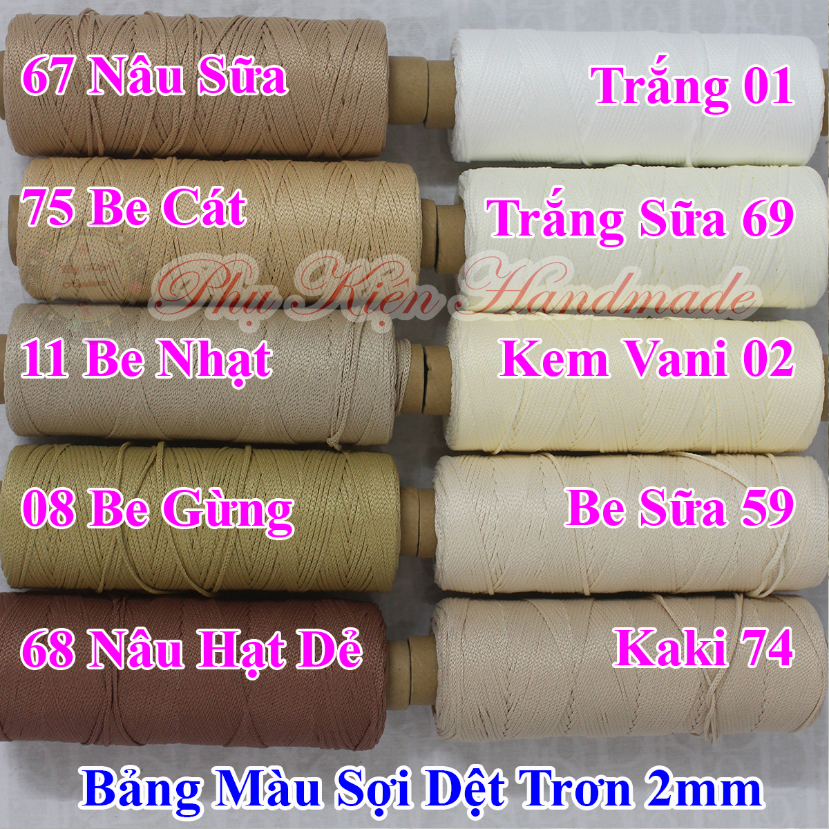 Sợi Dệt Trơn 2mm (Mã màu 01 - 78)