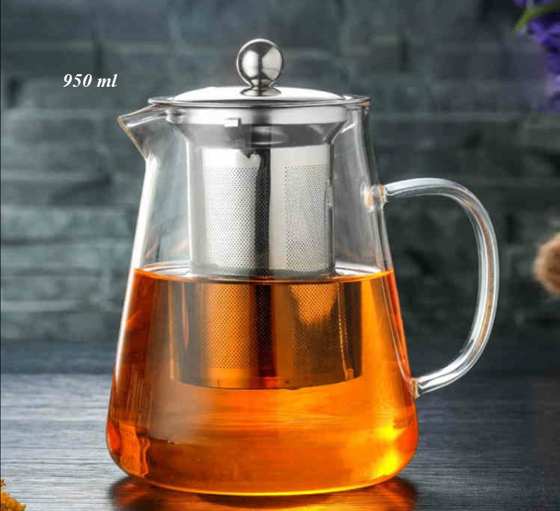 Bình thủy tinh pha trà có lõi lọc inox 304