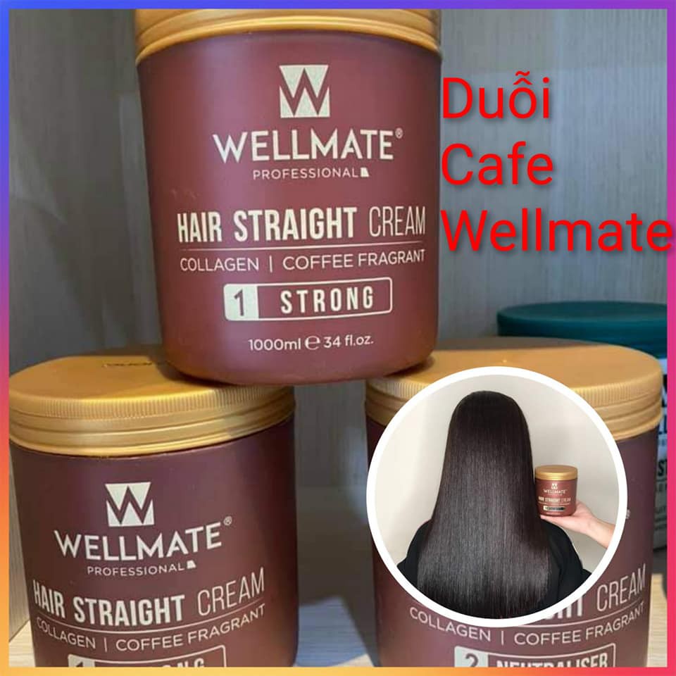 (Nguyên cặp) Thuốc Duỗi Tóc Cà Phê Siêu Mượt Wellmate - Chính Hãng