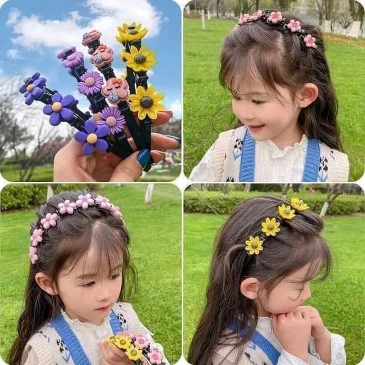 BỜM TÓC CHO BÉ KÈM KẸP MÁI HOA SIÊU DỄ THƯƠNG