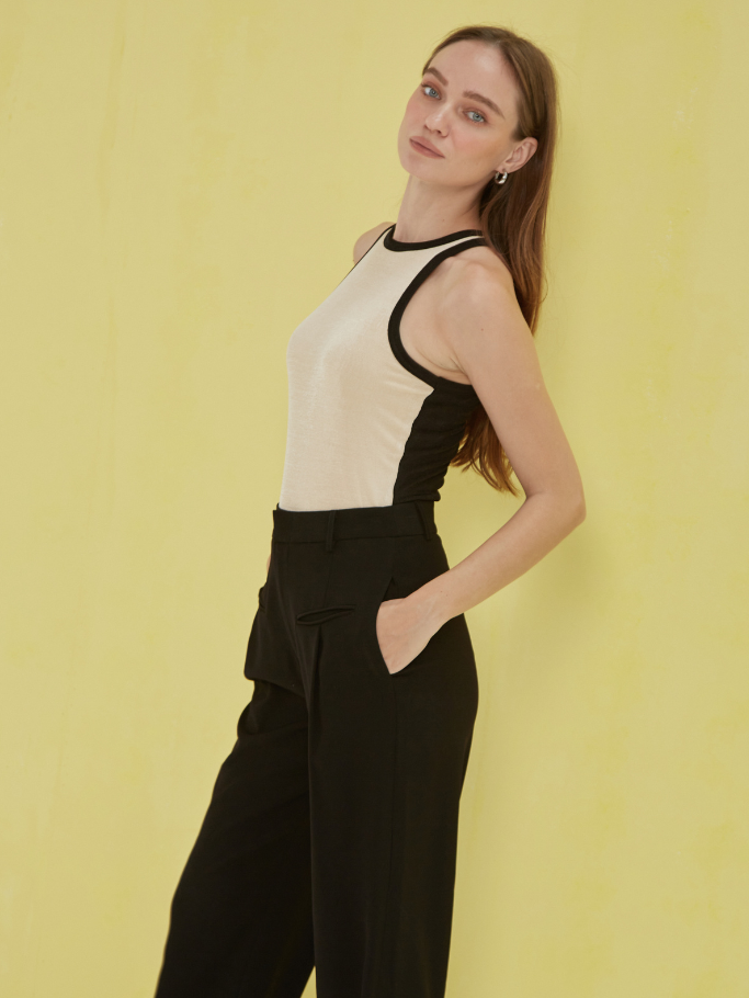 COCO SIN - Quần Đen Ống Đứng Phối Túi