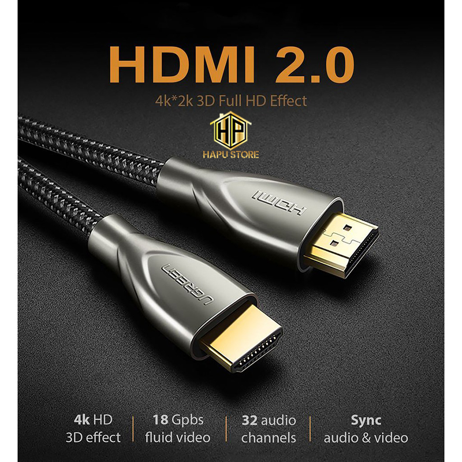 Cáp HDMI 2.0 sợi Carbon Ugreen 50108 dài 2M cao cấp - Hapugroup