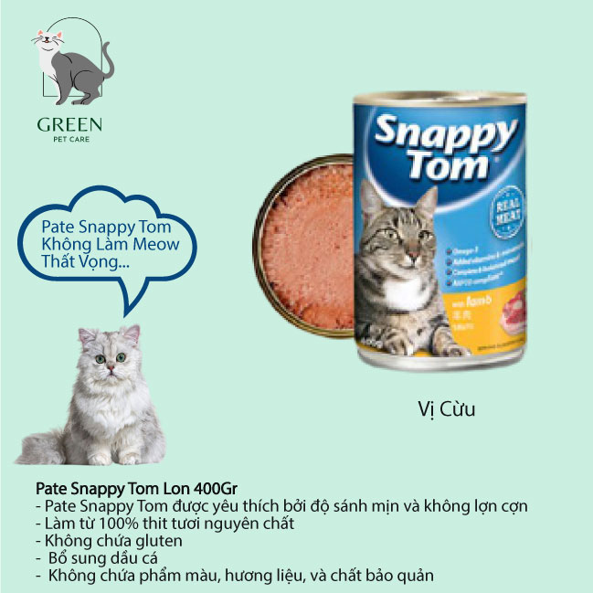 Pate Snappy Tom cho mèo đủ vị dạng lon 400gr