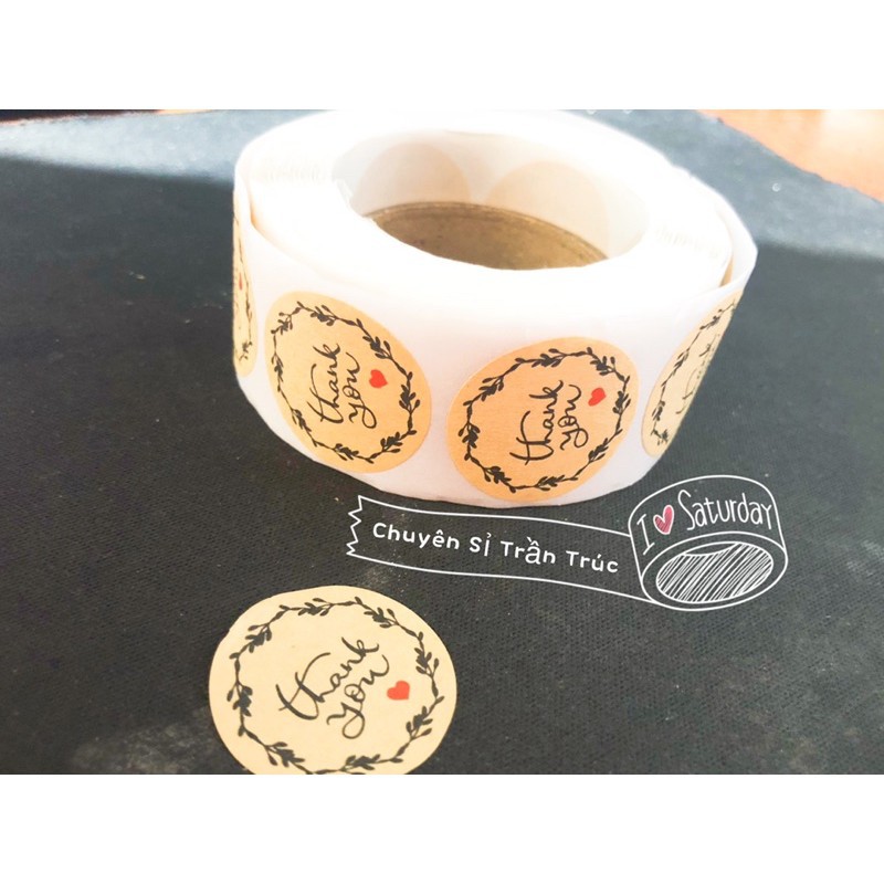 Cuộn tem thank you, nhãn dán cảm ơn 2.5cm (500 tem)