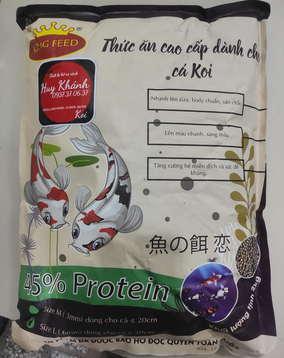 Cám cá Koi tăng trưởng King Feed-45%đạm (2kg)