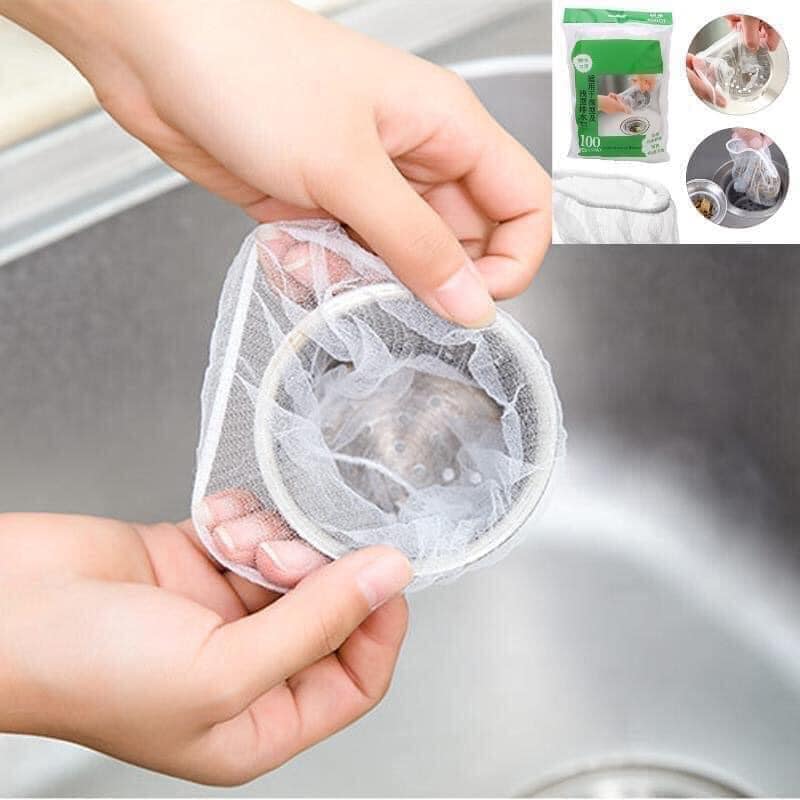 Gói 100 túi lọc rác bồn rửa chén