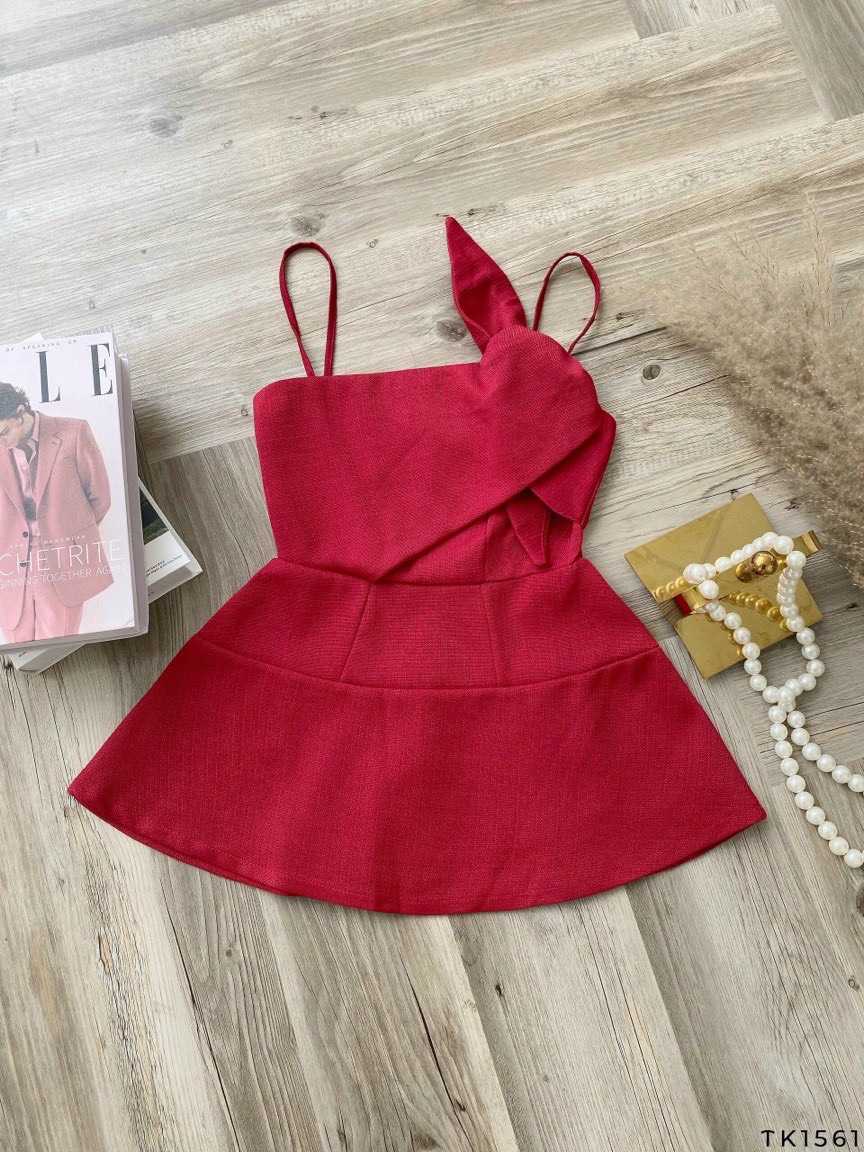 [Ảnh thật] Áp peplum 2 dây cột nơ cách điệu