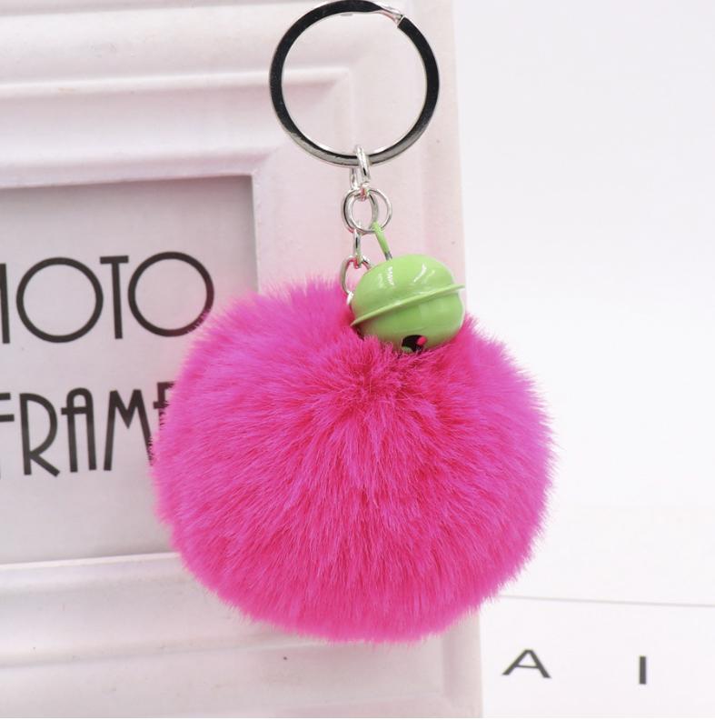 Móc khóa bông chuông lông mềm mượt size 8cm phụ kiện gắn túi xách, chìa khóa