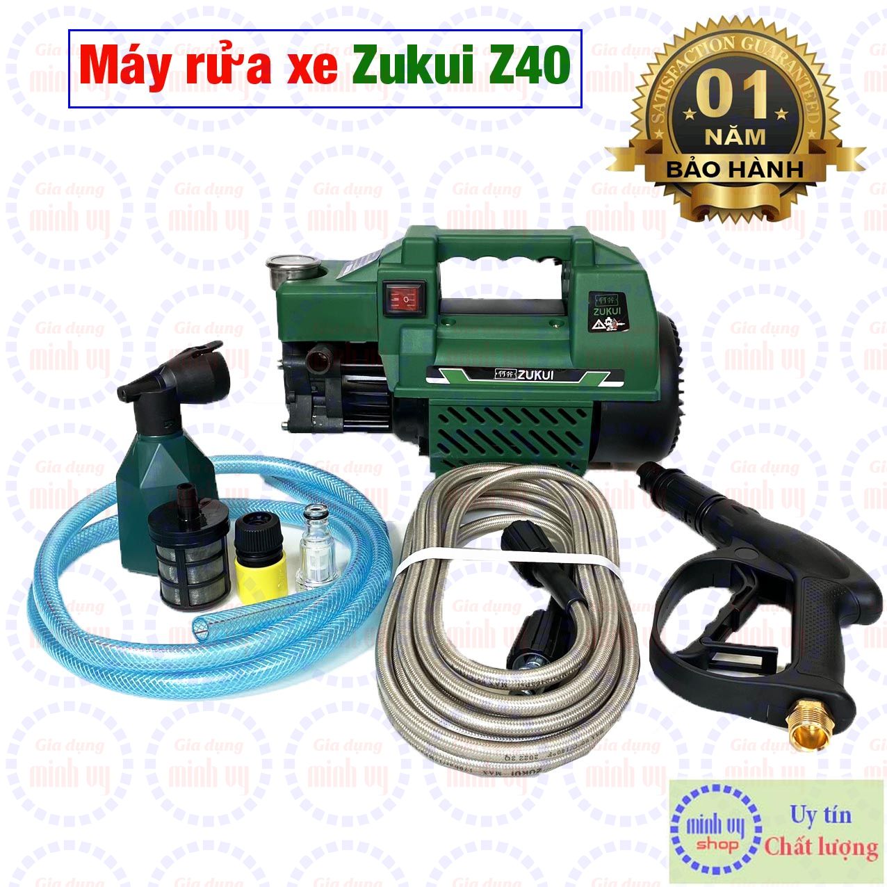 [ship 2H] Máy xịt rửa xe mini gia đình Zukui S3-tặng kèm bình xà phòng bảo hành đến 12 tháng