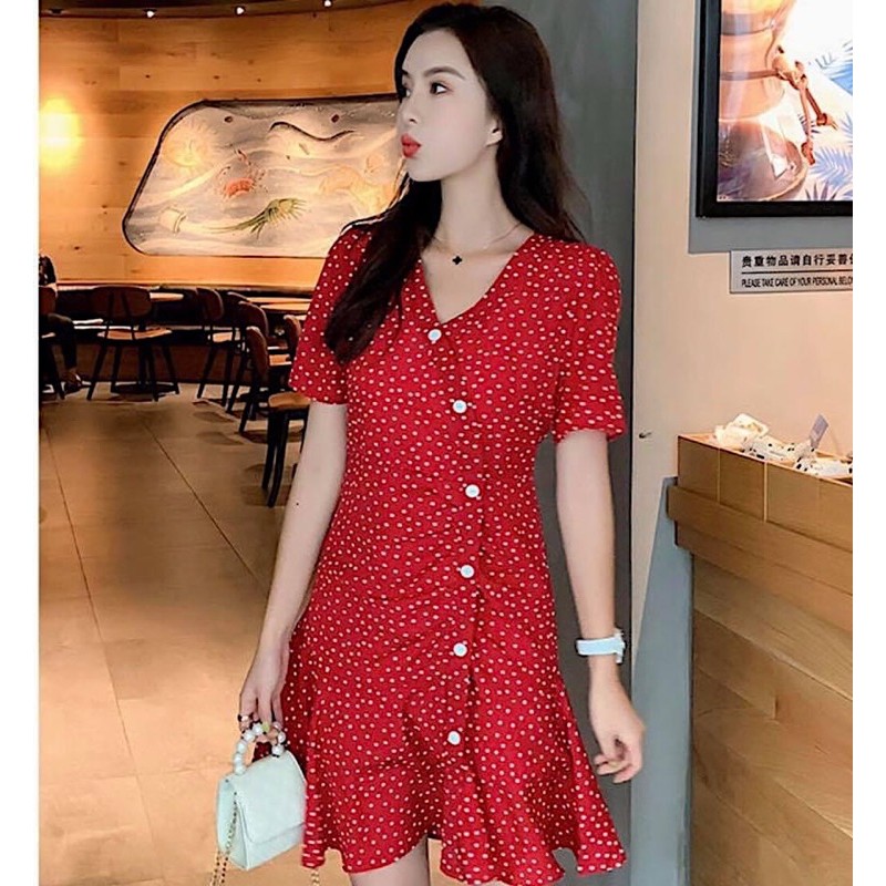 ĐẦM BI ĐỎ NÚT TRẮNG (có ảnh thật)  MS150