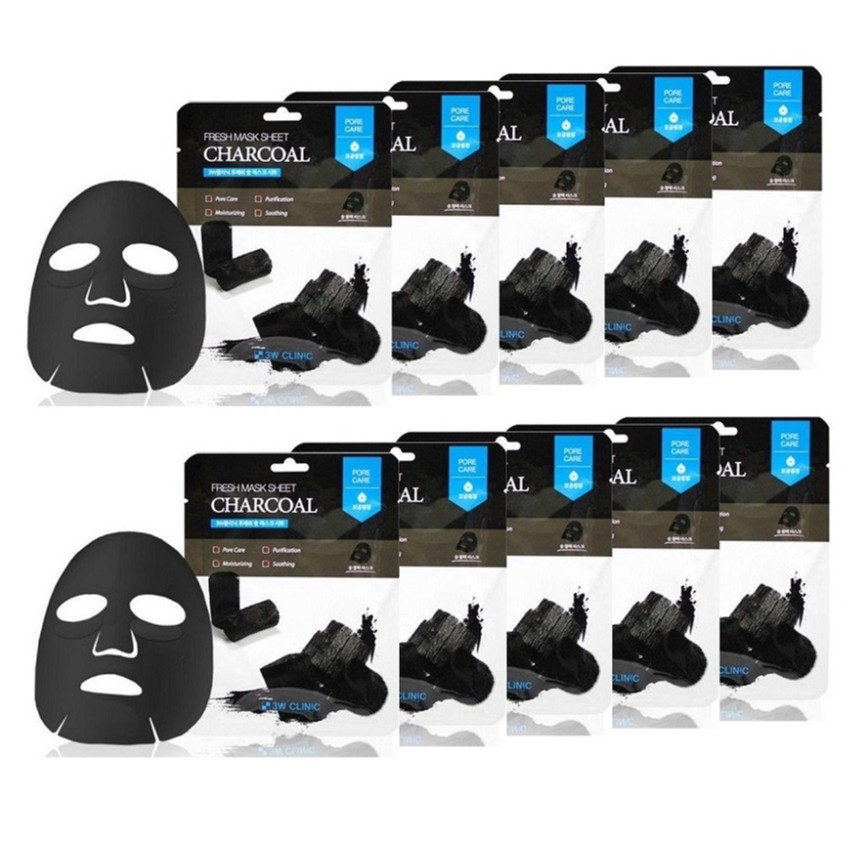 Bộ 10 Gói Mặt Nạ Dưỡng Da Than Hoạt Tính 3w Clinic Charcoal Fresh Mask Sheet 10X23ml