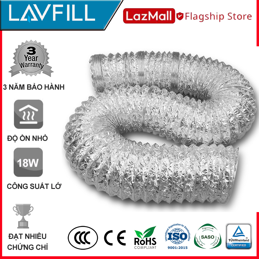[2m - Phi 100] Ống dẫn gió mềm, ống thông gió bạc chịu nhiệt cao chính hãng LAVFILL LFP-09