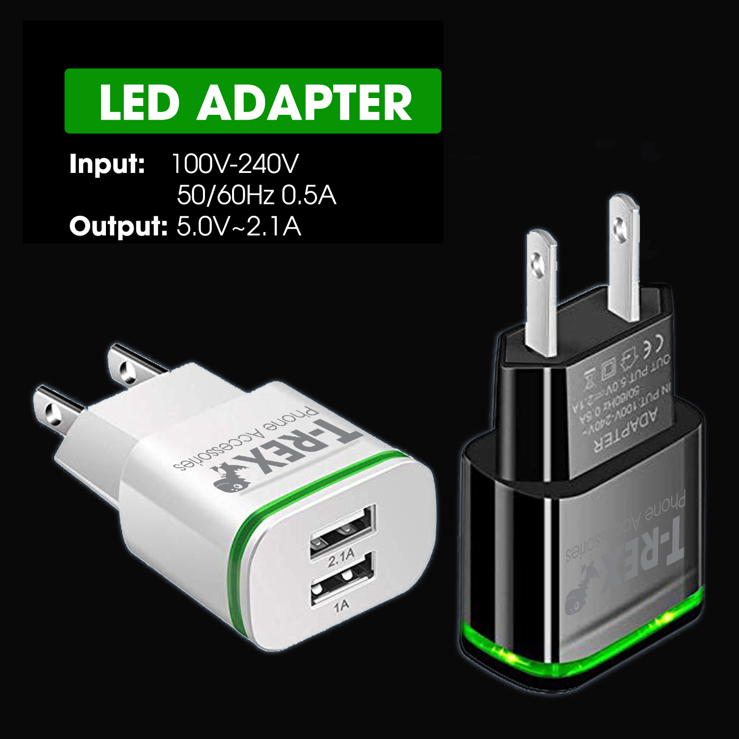 Củ Sạc Điện Thoại Đèn LED (2Đầu USB) Dùng Cho Thiết Bị Samsung/ Iphone/ Android
