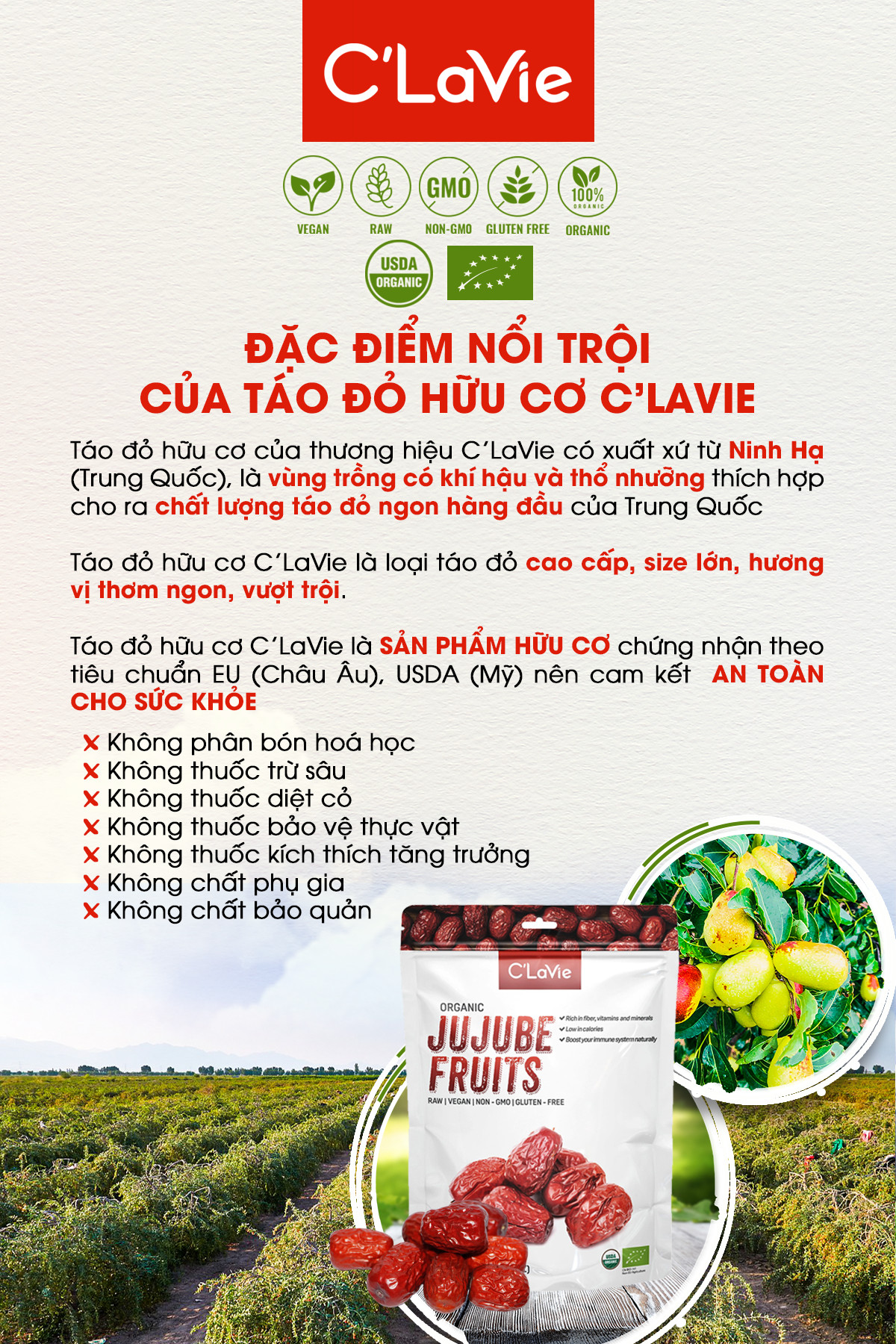 Táo đỏ hữu cơ C'Lavie an toàn chất lượng - 450gr