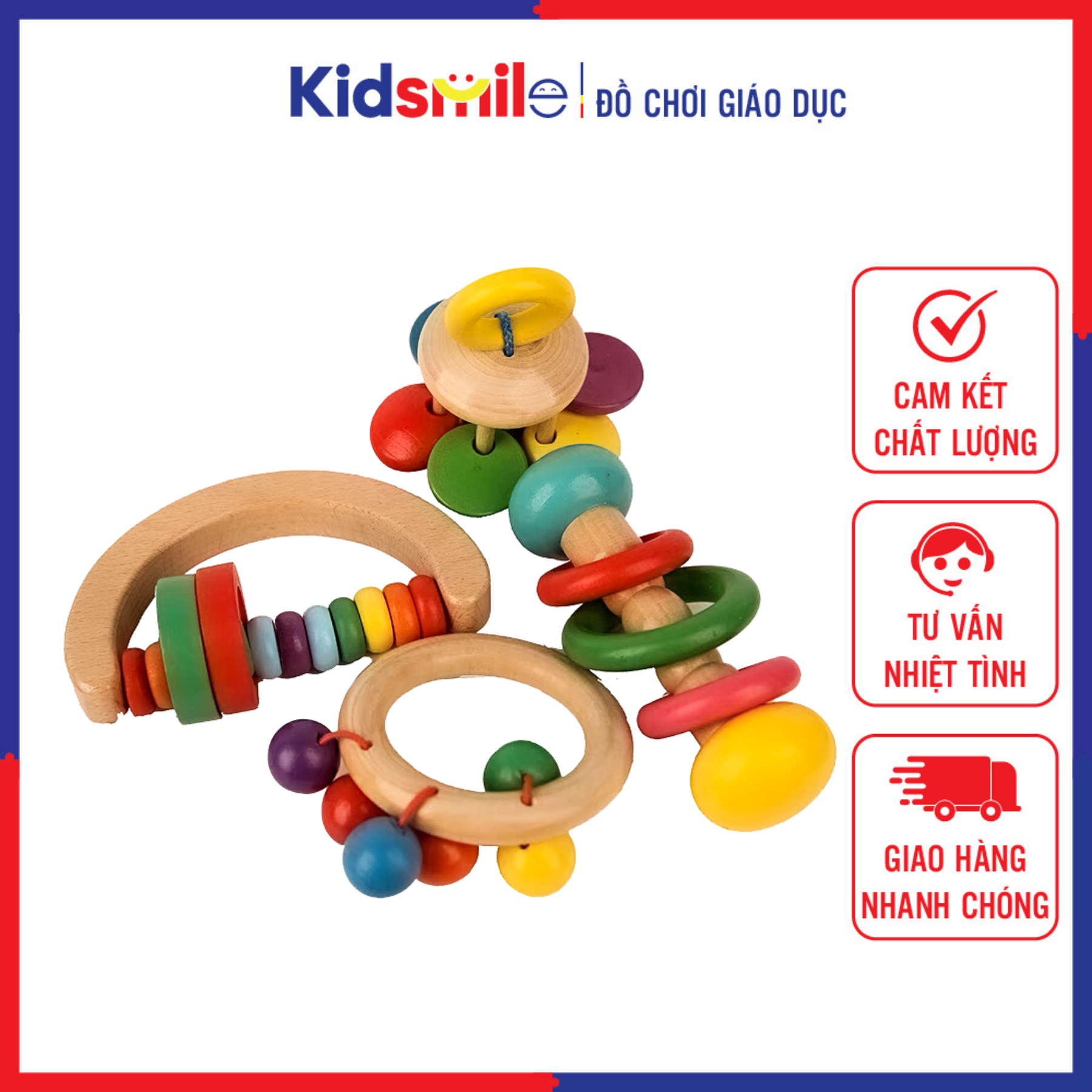 Đồ Chơi Gỗ Combo 4 Xúc Xắc Bằng Gỗ