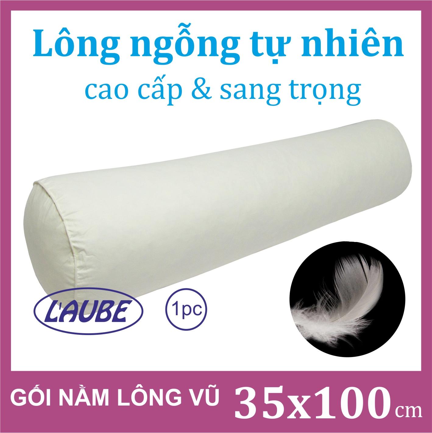 Gối ôm lông vũ L'aube Feather 35x100cm (Màu be)