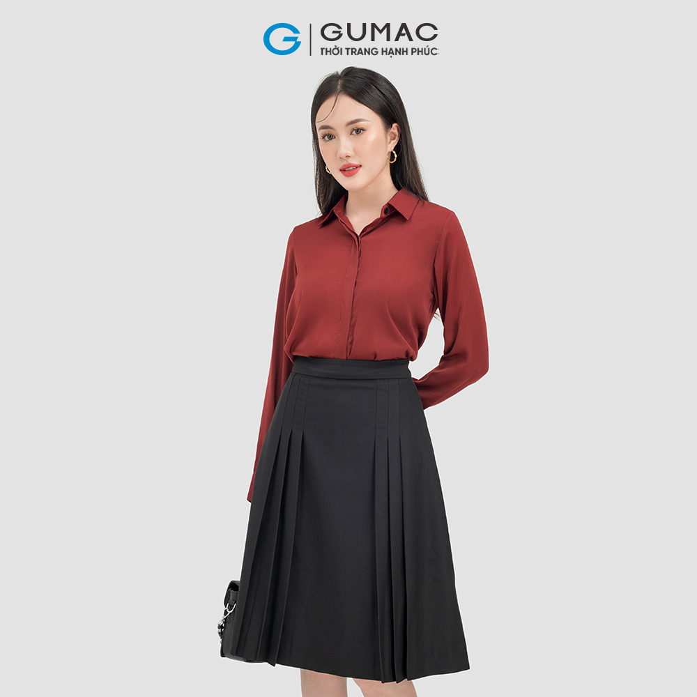 Áo sơ mi nữ GUMAC AC07028 , Áo sơ mi công sở chất liệu Lụa thoáng mát