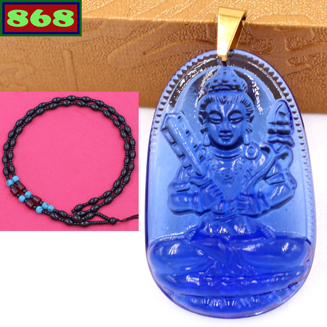 Buddha pendant nowhere Tibetan bodhisattva crystal blue 5 cm MFLXDN5, pendant feng shui, necklace, fashion necklaces