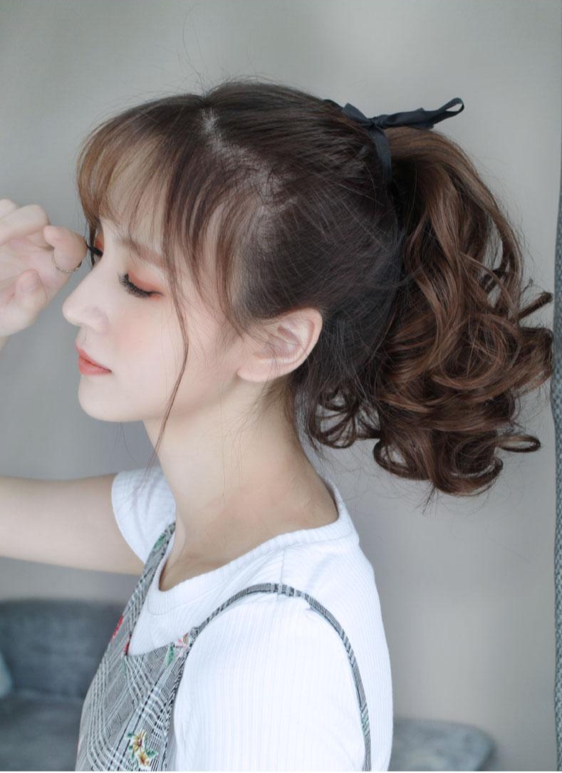 [ giảm giá, 25cm ] tóc giả nữ cột xoăn ngắn, tóc giả buộc, tóc đuôi ngựa