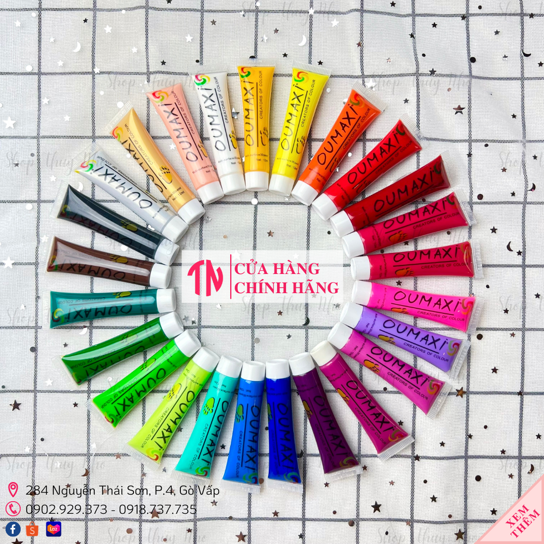 Set bột vẽ móng tay tập vẽ 12 tuýp màu OUMAXI cao cấp 12ml chuyên dụng làm móng nghệ thuật nail