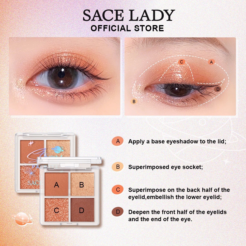 Bảng Phấn Mắt 4 Ô SACE LADY Lấp lánh 1.8g - SL358